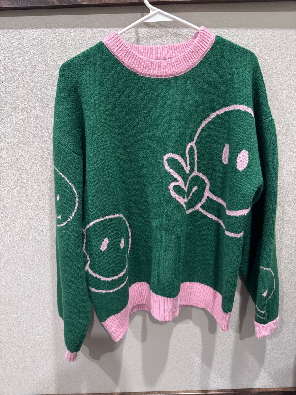 Girl Dangerous Green & Pink Striped Knit Sweater Size Small